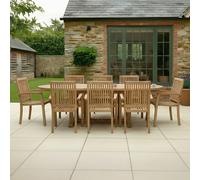 Charles Bentley 6-8 Seater Teak Extendable Wooden Oval Garden Table