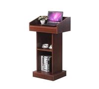 Teak Portable Podium Stand with Open Storage - Wood Lectern for Churches Standing Conference Table Simple Pulpit for Public Speaking and Presentations