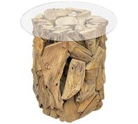 Teak Root & Glass Forest Side Table - Round
