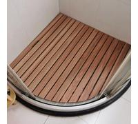 Teak Shower Mat Foldable Wooden Mat with Non-Slip Rubber Feet Bath，Large Non Slip Natural Wood Bath Mat for Bathroom Heavy Duty Customized Sector Corner Shower Slatted Platform Dark Wood 90