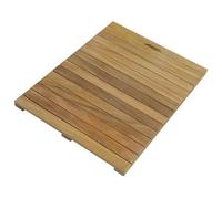Teak Solid Wood Shower Floor Mat, Square Bath Mats for Non Slip with Drain HoleYard, Raised Comfortable Board, for RV/Inside Outside Showers/Spa(40x50cm/15.7x19.7in)