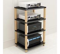 Teak Ste Cabinet o Rack 2/3/4 Tier AV Ma Tower Stand for Video Game Consoles HiFi Equint & DVD Holders Corner Entertainment Center Shelving for Living Room