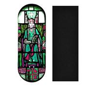 Teak Tuning Heat Transfer Graphic Wooden Fingerboard Deck, Queen Margaret Stained Glass - 34mm x 97mm Popsicle Shaped Deck