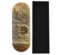 Teak Tuning PROlific Wooden Fingerboard Deck with Foam Tape | 34mm x 97mm | Handmade Pro Shape and Size | The Graham Cracker Engraved Edition