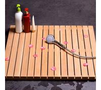 Teak Wood Bath Mat for Shower Floor, Natural Solid Hardwood with Non-Slip Feet and Center Drainage, Slatted Platform for Indoor Outdoor Use, Farmhouse Home Decor