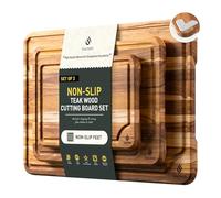 Teak Wood Cutting Board Set for Kitchen High-End Non Toxic Non Slip Over Sink Solid Thick Wood Haus Chopping Board Extra Large Big Small Best Kitchen Essential House Warming Hostess Host Gift