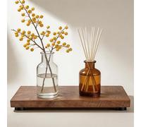 Teak Wood Decorative Small Tray, Bathroom Wood Riser for Decor, Kitchen Counter Wooden Pedestal Stand, Tray for Vanity, Sink & Soap (1, Teak Wood, 10.6" x 4.9" x 1")