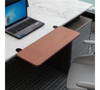 Teak Wood Desk Extension with C-Clamp Pull-Out Keyboard Tray Computer Desk Arm Support 75cm Adjustable Office Workspace
