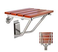 Teak Wood Folding Shower Seat and Bench, Wall Mounted, 350lb Capacity, Foldable Shower Chair for Small Spaces