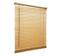Teak - Wood grain effect PVC venetian Blind - Width 165cm x Drop 150cm - 25mm Horizontal Slats - Easy Fit Trimmable fitting with Tilt control Wand Mechanism