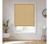 Teak - Wood Grain Effect PVC Venetian Blinds - Width 150cm x Drop 150cm | Child Safe Easy Fit Trimmable Fittings Tilt Control Wand Mechanism - Privacy shutters Perfect for Home offices Window Blind