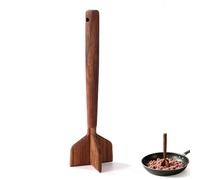 Teak Wood Meat Chopper & Masher, 28cm/11in 4-Edged Blades Wooden Ground Beef Chopper Tool Potato Masher Hamburger Smasher Chicken Shredder Multipurpose Kitchen Utensil Gadgets(Brown)