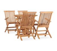 vidaXL Solid Teak Wood Folding Outdoor Dining Set 5 Piece Outdoor Furniture