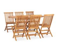 vidaXL Solid Teak Wood Folding Outdoor Dining Set 7 Piece Outdoor Furniture