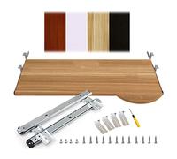 Teak Wood Sliding Keyboard Tray with Mouse Pad 60 x 26 cm Desk for Office Design Black Finish Space Saving Solution for Home & Work.