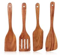 Teak Wooden Spatula for Cooking Utensil Set Non Toxic Wood Kitchen Utensils Cooking Spoon Egg Slotted Turner Spatulas Spurtle Kitchen Tool Accessories Bamboo Fish Pancake Spatula for Nonstick Cookware