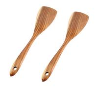 Teak Wooden Spatula, Wooden Spatula for Cooking Natural Wood Non Stick Cooking Spatula Cookware Heat Resistant Kitchen Stir Fry Utensils (2pcs 31.5x7.5cm)