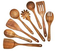 Teak Wooden Spoons for Cooking - 8Pcs Kitchen Utensils Set With Spatulas