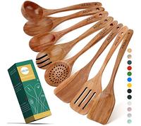 Teak Wooden Spoons - Nonstick Cooking Utensil Set (8 Pack)