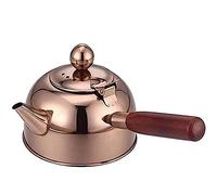 Teakettle for Stovetop Stainless Steel Whistling Tea Kettle Teapot Kettle with Wood Handle for Home Gas Stovetop Restaurant Home (Color : Rose Gold, Size : 680Ml)