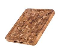 Teakhaus Butcher Block Cutting Board - Medium Thick Cutting Board with Juice Groove - Teak End Grain Wood - Knife Friendly - FSC Certified