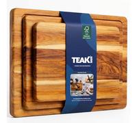 Teakhaus Teak Wood Cutting Board Set of 3 - Essential Trio Small, Medium and Large Teak Cutting Boards- Reversible, Edge Grain, Knife Friendly - FSC Certified
