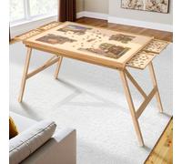 TEAKMAMA 27.6" H Tall 1500 Piece Puzzle Table with Legs, 4 Drawers, 34.3" W x 26.5" D Large Wood Folding Jigsaw Puzzle Board with Cover for Adults, Nature