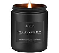 Teakwood & Mahogany Candle | Gifts for Men - Soy Candle for Home Scented - Scented Candle for Home, Aromatherapy Candle for Bedroom - 7oz Black Jar Candles