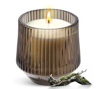 Teakwood & Tobacco Scented Candle, Green Woody Soy Scented Candle,Warm Saffron Candles for Women Men