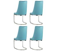 (Teal, 4) Soft Velvet With Silver Chrome Frame Dining Chairs