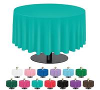 Teal 6 Pack Plastic Table Cloth 84", Disposable Round Tablecloth Table Cover, Plastic Tablecloths for Parties