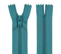 Teal 8 Inch 20.3 cm Nylon Dressmaking Zip, Closed End, Size No #3, Auto Lock Pull, Standard Sewing & Craft Zipper - Perfect for Clothes, Bags, Cushions, Pockets & More - Giddy Square