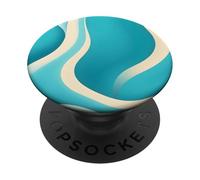 Teal Abstract Curved Lines Minimal Modern Coastal Design PopSockets Adhesive PopGrip