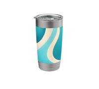 Teal Abstract Curved Lines Minimal Modern Coastal Design Stainless Steel Insulated Tumbler