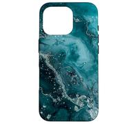 Teal Abstract Waves - Modern Fluid Ink Art Design Case for iPhone 16 Pro