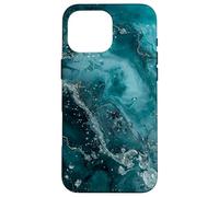 Teal Abstract Waves - Modern Fluid Ink Art Design Case for iPhone 16 Pro Max