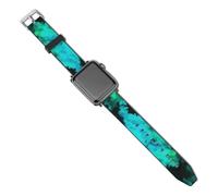 Teal And Black Tie Dye Brush PU Smartwatch Bands Replacement Watch Strap Band Compatible with Apple Watch 42mm44mm/40mm38mm Compatible with IWatch Series Size 38mm/40mm