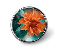 Teal And Flower Badges Circle with Button Design, Personalized Picture Pin Brooches, Round Badge Holders for Decorate Hat Shirt Clothing Bag Accessories