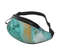 teal and gold marble Fanny Pack for Men Women Crossbody Waist Bag Waterproof Sports Belt Bag Outdoor Hip Pack