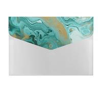 Teal and Gold Marble File Folder 6-Pocket, Waterproof Accordion File Organizer with Snap Closure, Expanding Document Holder for Office, Home