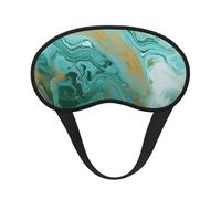 Teal and Gold Marble Sleep Mask for Side Sleeper Soft Breathable Sleeping Eye Mask Blackout Silk Eye Sleep Shade Cover with Elastic Strap Night Blindfold for Women Men Travel Nap