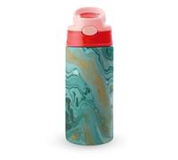 Teal And Gold Marble Water Bottle with Carrying Loop, 304 Stainless Steel Vacuum Insulated Cup | BPA Free, Leakproof Tumblers for Sports Travel, 12oz Pink-style