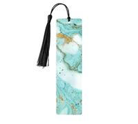 Teal and Gold Marbledouble Sided Printed Wooden Bookmark 18x3.1cm for Reading, A Gift for Book Enthusiasts and Readers, and A Reading Accessory for Book Enthusiasts