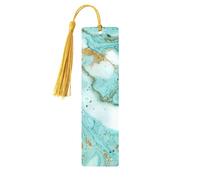 Teal and Gold Marbledouble Sided Printed Wooden Bookmark 18x3.1cm for Reading, A Gift for Book Enthusiasts and Readers, and A Reading Accessory for Book Enthusiasts