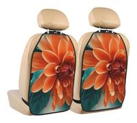 Teal And Orange Flower,2 Pack Car Seat Kick Mats Back Seat Protector Durable Back Seat Organiser