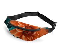 Teal And Orange Flower Belt Bag, Multifunctional Sports Waist Pouch with Adjustable Strap, Lightweight Casual Waist Pack for Travel Running Cycling Daily Outdoor Activities