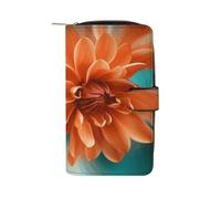 Teal And Orange Flower Wallet Multifunctional Wallets for Men Compact Wallet Purse Passport Bag