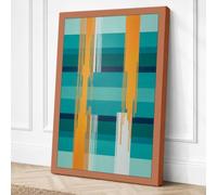 Teal and Orange Geometry Canvas Wall Art Print 24x16 Inch | Ready to Hang, Gallery Wrapped, Fade-Resistant Inks, Securely Packaged, UK Made