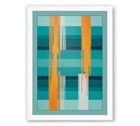 Teal and Orange Geometry Geometric Framed Wall Art Print A4 (29.7×21cm) White, Wall Decor for Living Room, Bedroom, Office & Home, Ready to Hang, Art Gift