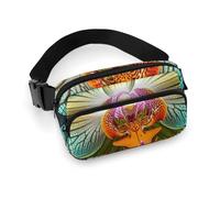 Teal And Orange Orchid Fanny Pack for Women Men Waist Bag Belt Bag Adjustable Casual Bag for Travel Sports Hiking, white, 7.9x5.1inches